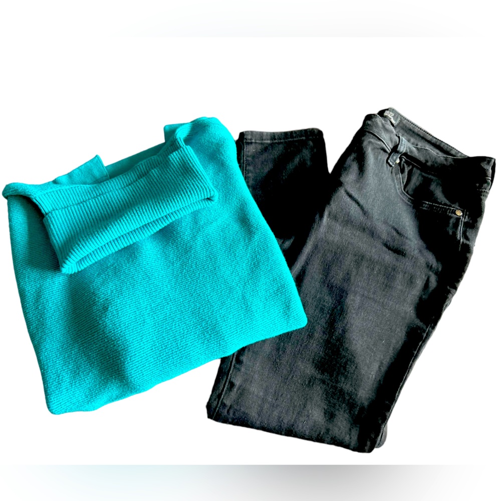 Turtle neck tunic & 1822 black butter denim